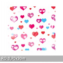 Papel Celofan Fantasia Corazones rojos - Azules