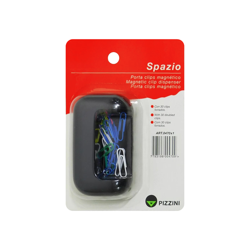 PORTA-CLIPS `PZ` MAGNETICO BL.1pz.ACRIL-EBANO C/COLOR-CLIPS