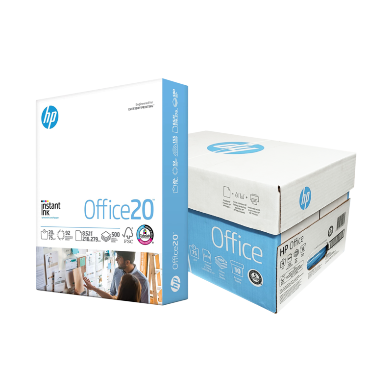PAPEL BOND FOTOCOPIA `HP` CARTA CAL.20/75gr.CJ.10rs.216x279mm.(8.5x11