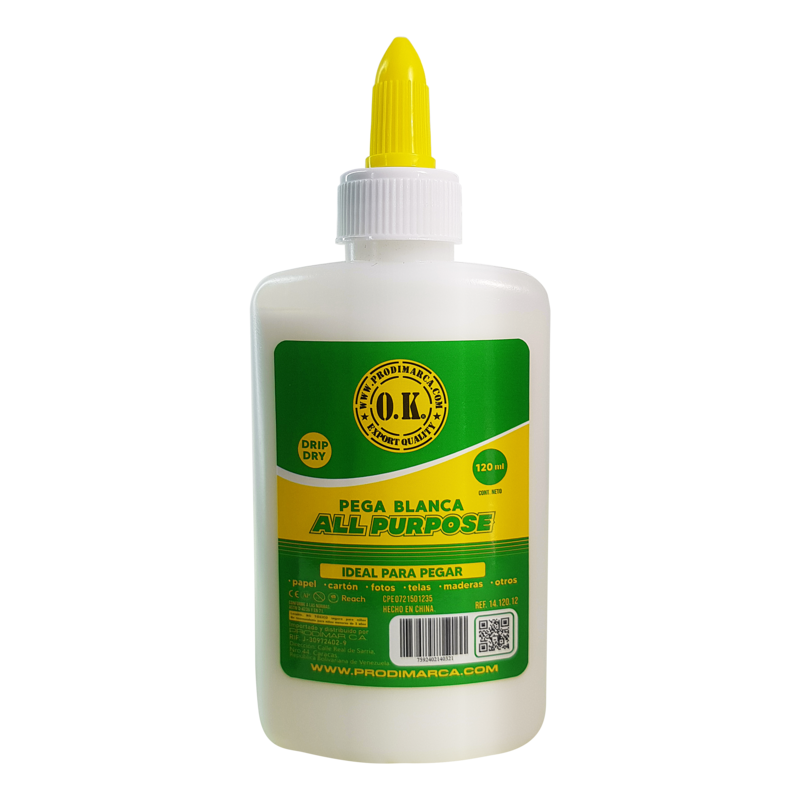 PEGAMENTO COLA BLANCA (PVA) `OK` POLIVINILICA DY.12pz.x120cc.C/U.