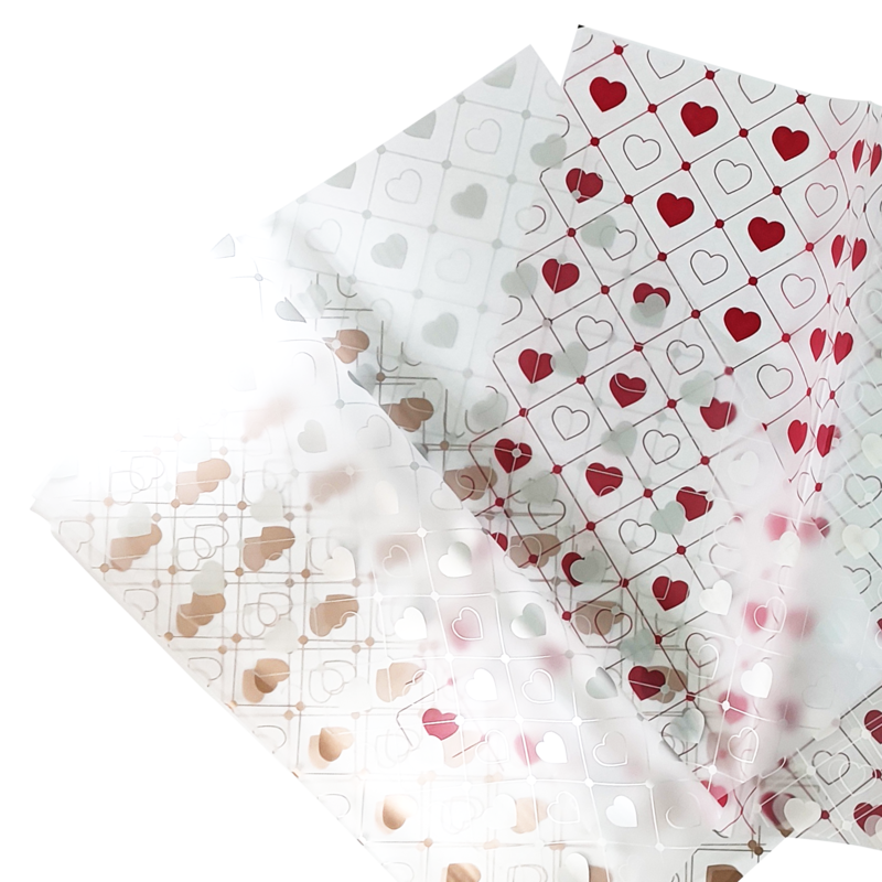Papel Coreano Translúcido Corazones 57x57 cm