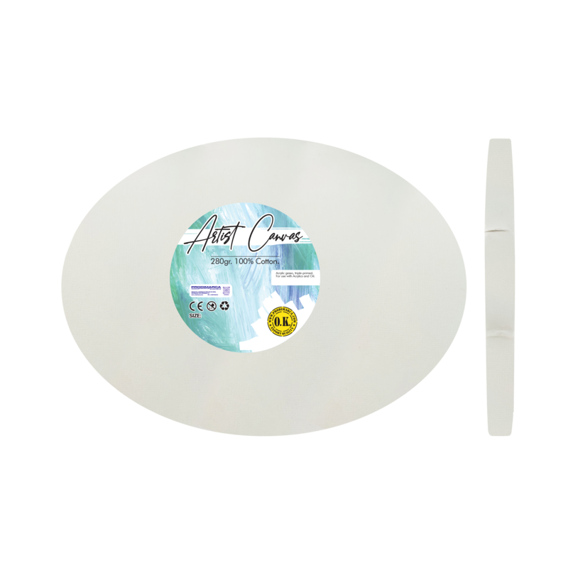 LIENZO C/BASTIDOR OVALADO `SA` 1.8 GRAPA LATERAL PQ.1pz.VINTAGE 280gr.30x40cm.(12x16