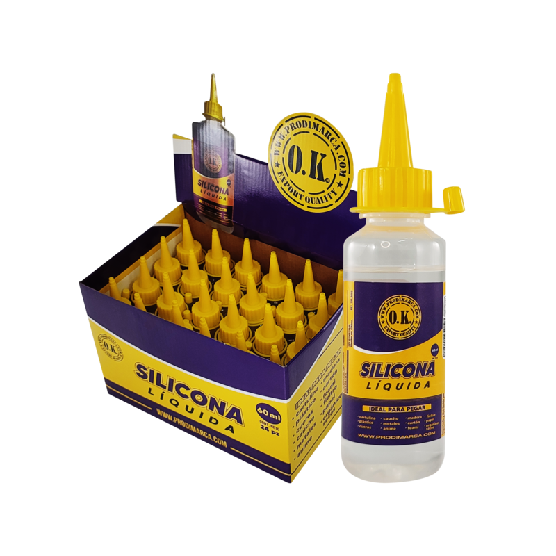 PEGAMENTO SILICONA (SI) LIQUIDA `OK` P/FOAMYS/PAPELES/USO GENERAL CJ.24pz.x60cc.C/U.