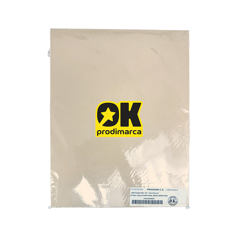 CARTULINA FINA `WT` 216x279mm.PQ.100pz.250gr.ECONATURAL BEIGE ARENA FINA