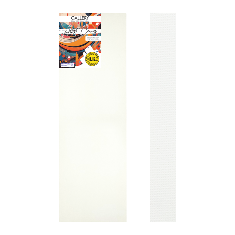 LIENZO C/BASTIDOR C/CUÑAS `SA` 3.8 GRAPA REVERSO PQ.1pz.GALERY 320gr. 30x90cm.(12x36