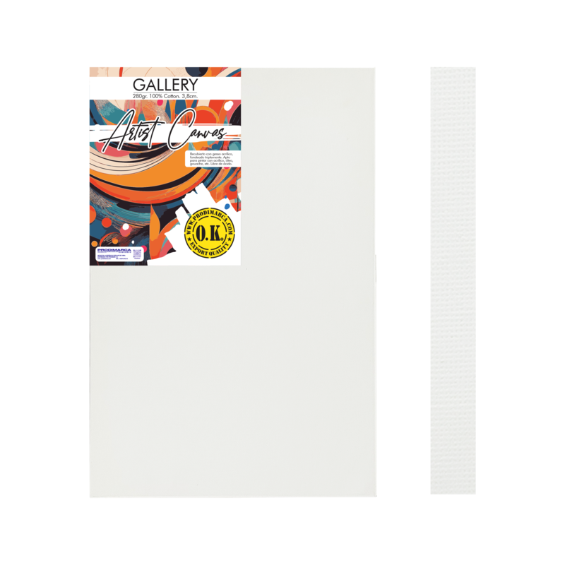 LIENZO C/BASTIDOR C/CUÑAS `SA` 3.8 GRAPA REVERSO PQ.1pz.GALERY 320gr. 40x60cm.(16x24