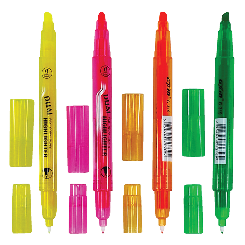 Marcadores Resaltadores Doble Punta Fina/Cincel