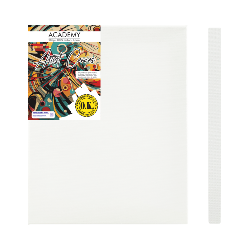LIENZO C/BASTIDOR C/CUÑAS `SA` 1.8 GRAPA REVERSO PQ.1pz.ACADEMY 280gr. 24x30cm.(9x12