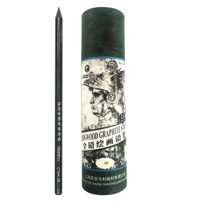 GRAFITOS PRENSADOS `MS` LAPIZ SOLIDO/WOOD-LESS ET.24pz.DIAM.7mm.2B