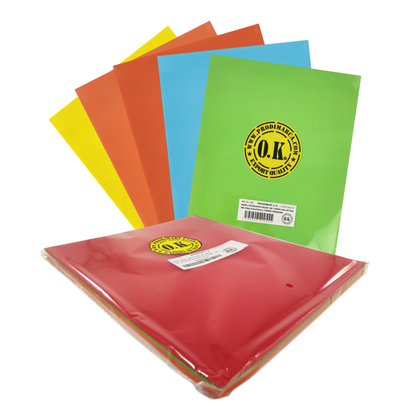 PAPEL BOND COPYCOLOR `OK` CARTA CAL.20/75GR.SB.100HJ.216X279MM.SOLIDO