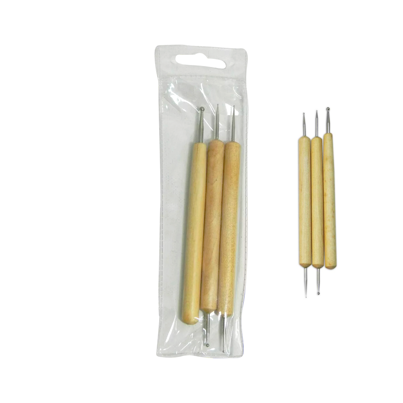 REPUJADORES P/PORCELANA FRIA `CS` ACERO-INOX.DOBLE PUNTA JG.3PZ.