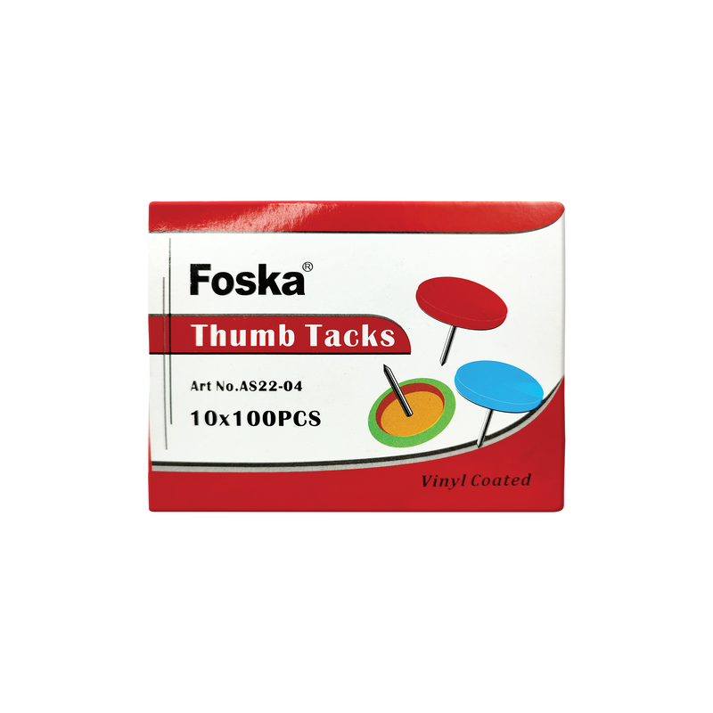 CHINCHES P/CARTELERA `FK` PQ.C/10cj.x100pz.C/U.FORRADAS EN VINILO COL.SURT.