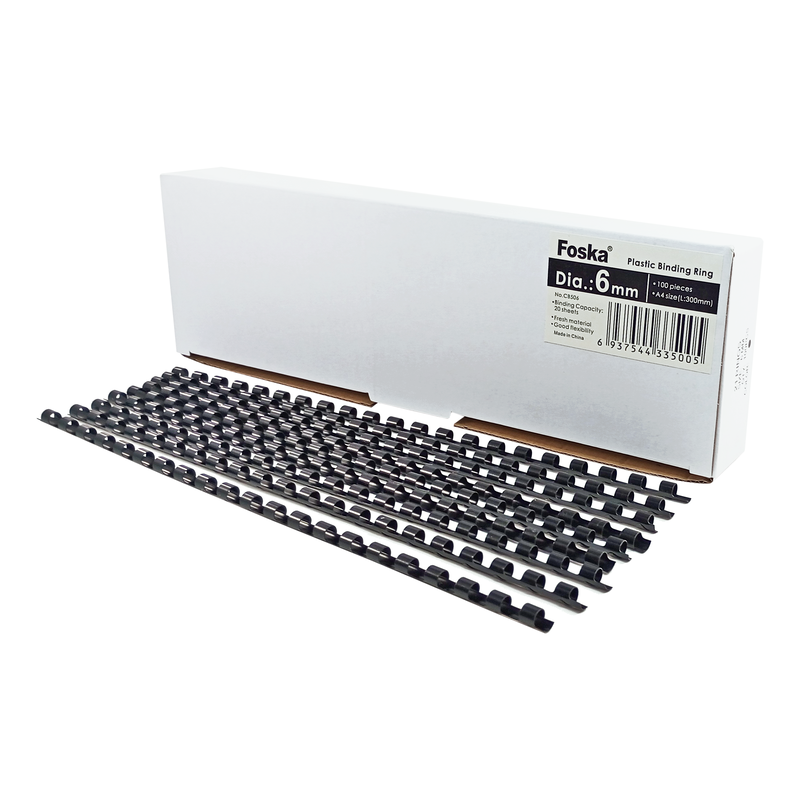 ANILLOS P/ENCUADENACION (PS) FK DIAM.6mm.CAPACIDAD 20hj.LARGO 30cm.PQ.100pz.NEGRO