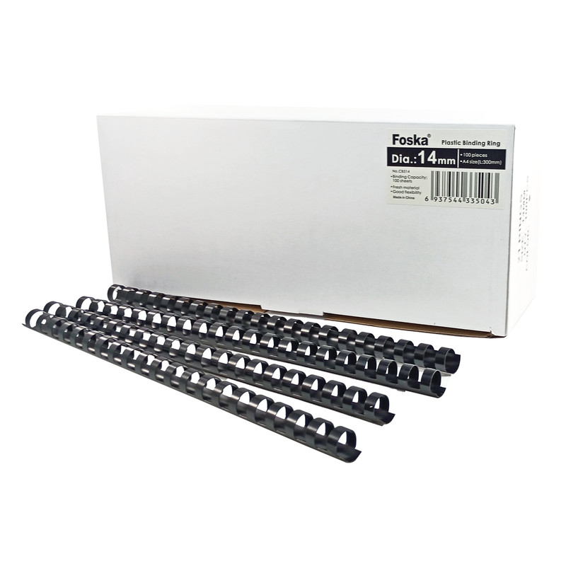 ANILLOS P/ENCUADENACION (PS) FK DIAM.14mm.CAPACIDAD 100hj.LARGO 30cm.PQ.100pz.NEGRO