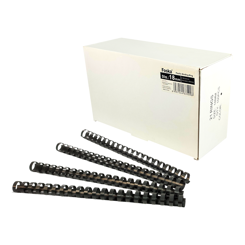 ANILLOS P/ENCUADENACION (PS) FK DIAM.18mm.CAPACIDAD 125hj.LARGO 30cm.PQ.100pz.NEGRO