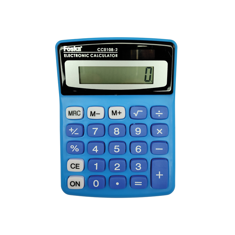 CALCULADORA PORTATIL `FK` T/ABASTO 8 DIG.11x8cm.CJ.1pz.BATERIAS DE RELOJ/COLORES SURT.