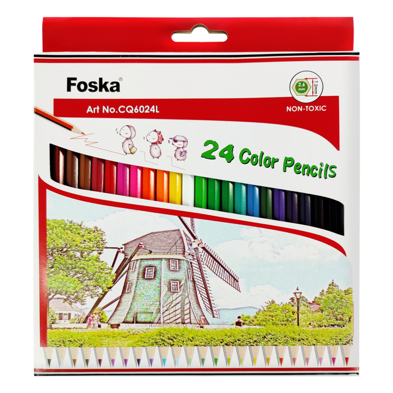 CREYONES/LAPIZ DE COLORES `FK` HEXAGONAL T/ESTUDIO CJ.24PZ.MINA DIAM.2,5MM.