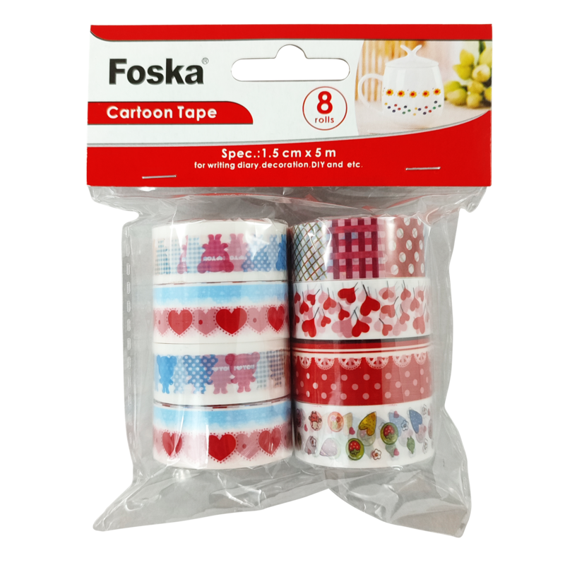 CINTA DECORATIVA PAPEL ADHESIVO `FK` PQ.10ro.15mm.x3m.C/U.(5/8