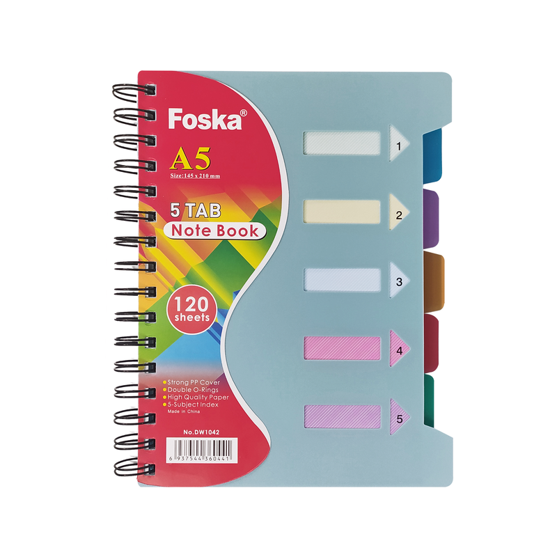 NOTE-BOOK DIARIO PERSONAL FK C/SEPARADORES/ESPIRAL/TAPA DURA EP.1PZ. A5 21X15CM.120HJ.