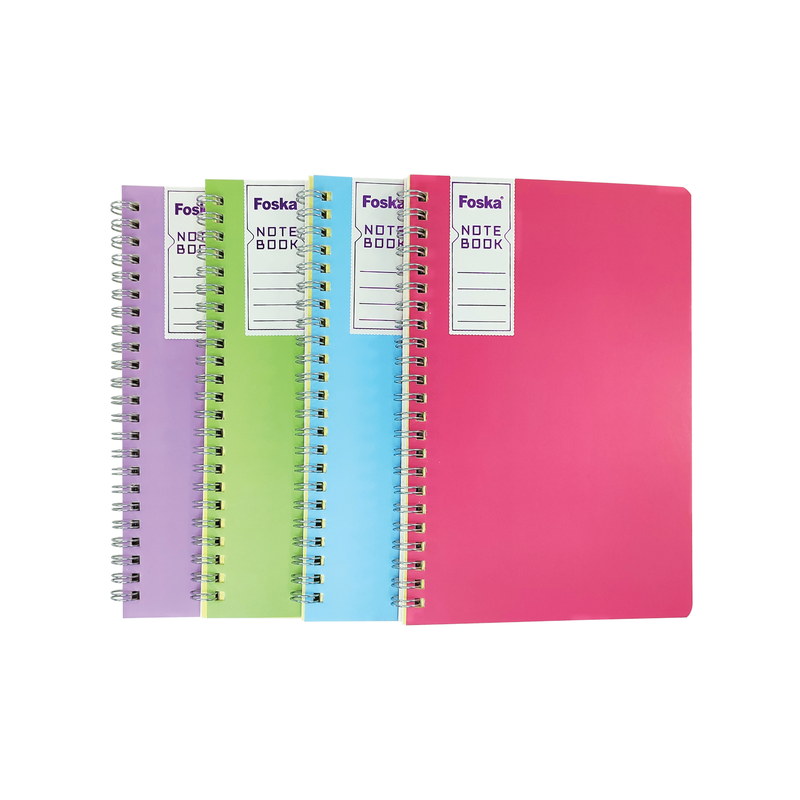 NOTE-BOOK NOTAS PERSONAL FK C/ESPIRAL/TAPA PLASTIFLEX PQ.4PZ. A5 21X15CM.60HJ.