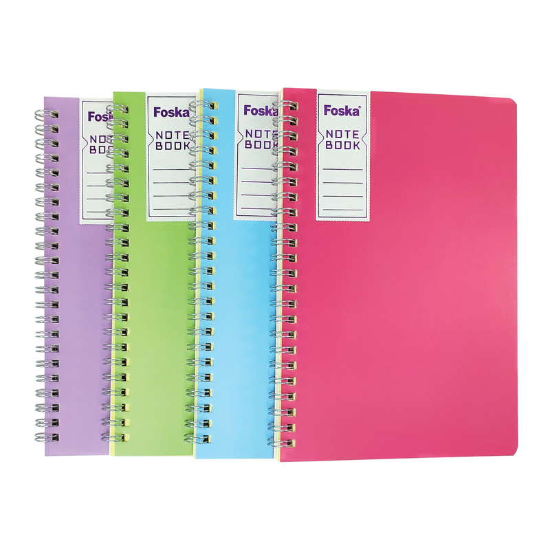 NOTE-BOOK NOTAS PERSONAL FK C/ESPIRAL/TAPA PLASTIFLEX PQ.4PZ. B5 25X18CM.60HJ.