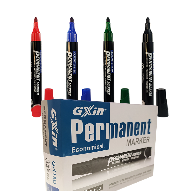 MARCADOR PERMANENTE `GX` GRUESO PUNTA BALA CJ.12pz.xGAMA 4 COL.