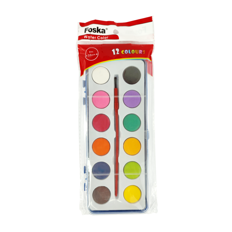 PINTURAS SET ESCUELA ACUARELA `FK` ET.12pz.x5cc.C/U.COL.SURT.EN PASTILLAS/NO TOXICA