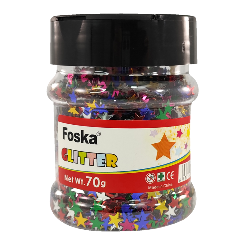 BISUTERIA LENTEJUELAS (PE) `FK` ET.1tr.x70cc.COLOR SURT.DIAM.5mm.ESTRELLAS