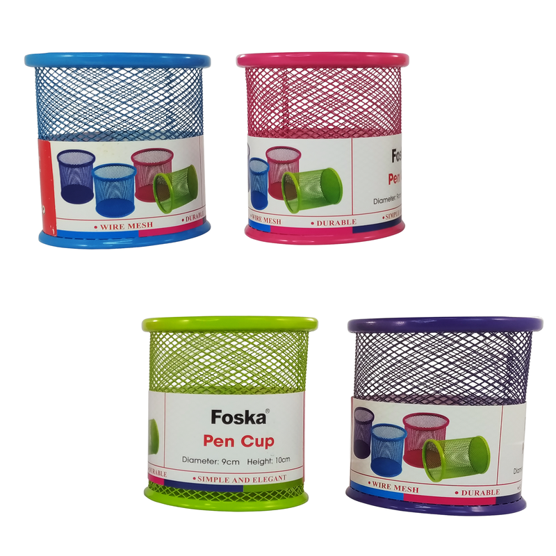 PORTA-LAPICES CILINDRICO `FK` MALLA METALICA BS.1pz.COLORES SURT.