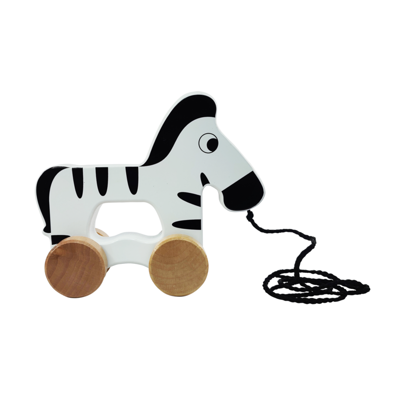 JUEGO DIDACTICO 'KC' CON RUEDAS CEBRA P/HALAR P/18 MESES O +.JG.1kt.1pz.MADERA ENEBRO