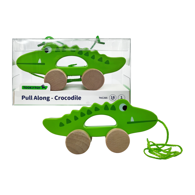 JUEGO DIDACTICO KC CON RUEDAS COCODRILO P/HALAR P/18 MESES O +.JG.1kt.1pz.MADER.ENEBRO