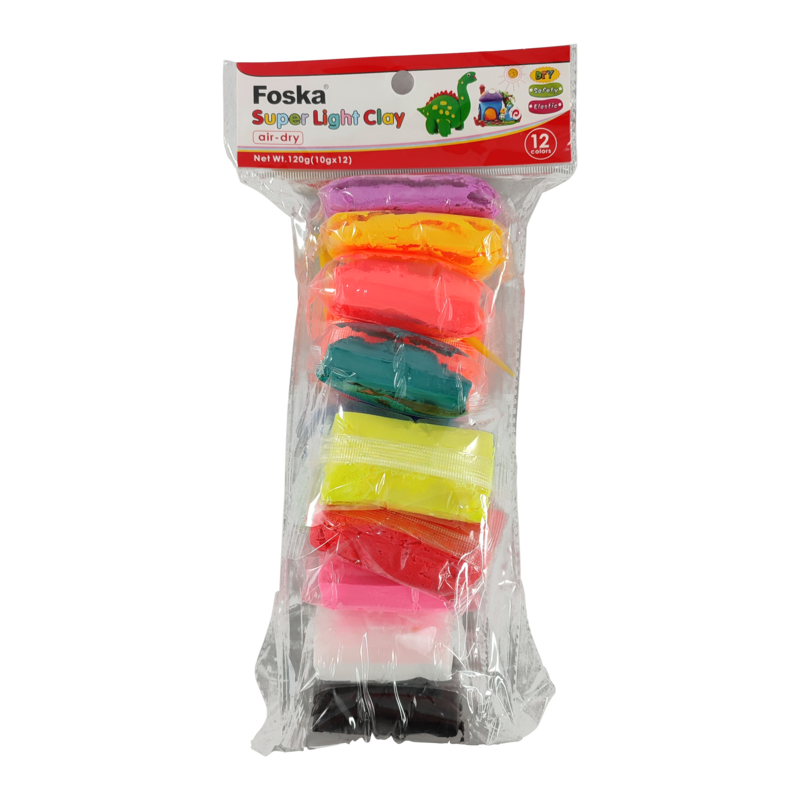 MASA SINTETICA P/MODELAR `FK` PLASTIGOMA-FOAMY PQ.12pz.x10gr.C/U.COLORES NEON SURT.