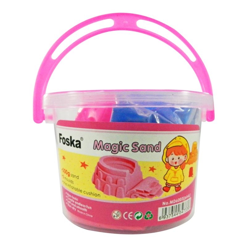 ARENA SINTETICA MAGICA `FK` ANTIALERGICA/NO TOXICA TR.500gr.C/MOLDES/COLOR ROSADO