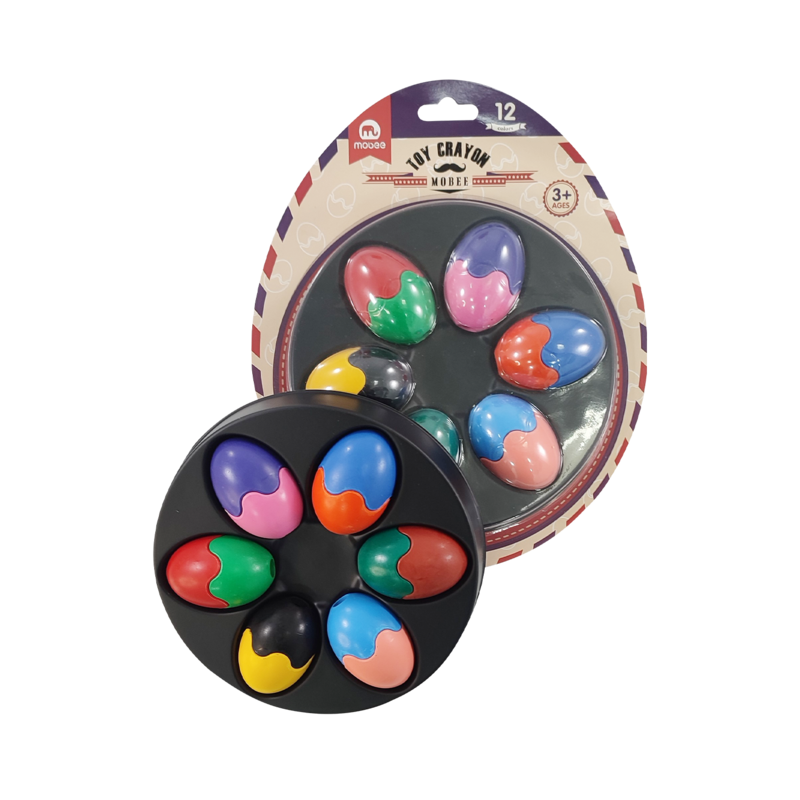 CREYONES DE CERA MB CJ.1st.x6 COL.EGG-TOY T/HUEVO DIAM.35mm.ALTO 55mm.LAVABLES