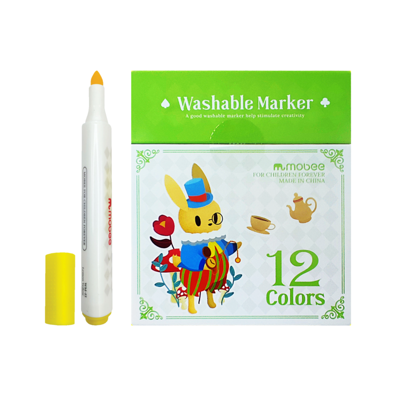 MARCADOR INFANTIL MB LAVABLE PTA.DE SEGURIDAD GRUESA BASE AGUA ET.12pz.COL.SURT.