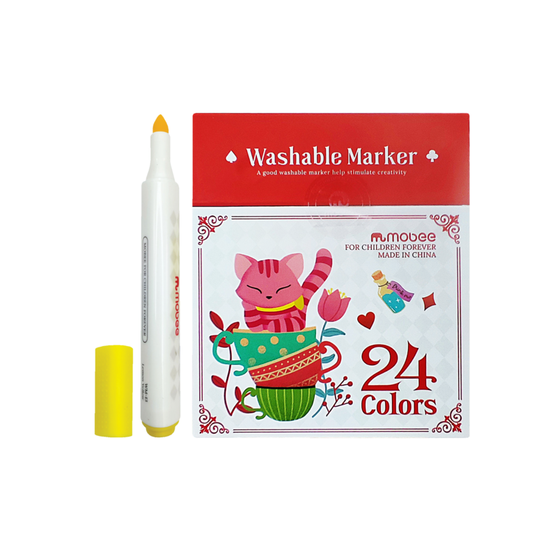 MARCADOR INFANTIL MB LAVABLE PTA.DE SEGURIDAD GRUESA BASE AGUA ET.24pz.COL.SURT.