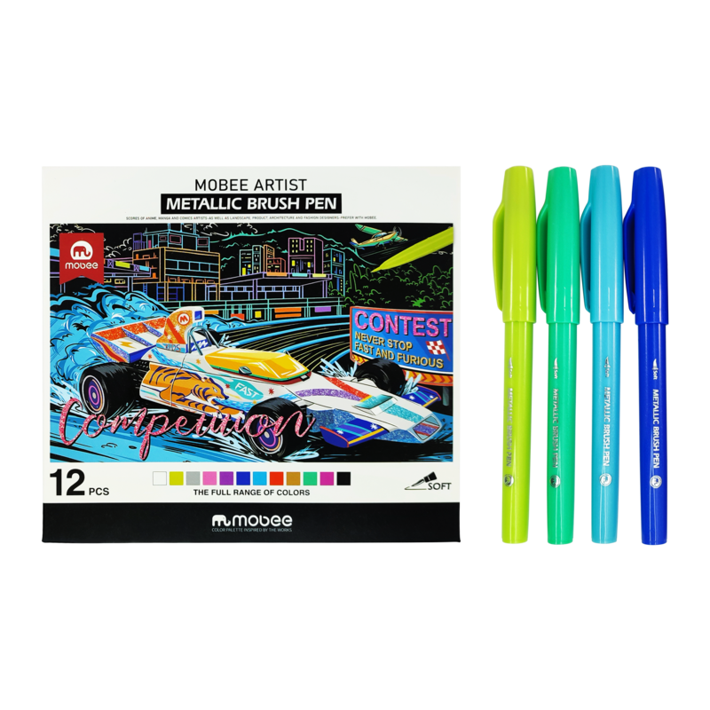 MARCADOR P/DELINEAR MB PUNTA PINCEL SUAVE BASE AGUA ET.12pz.COL.SURT.