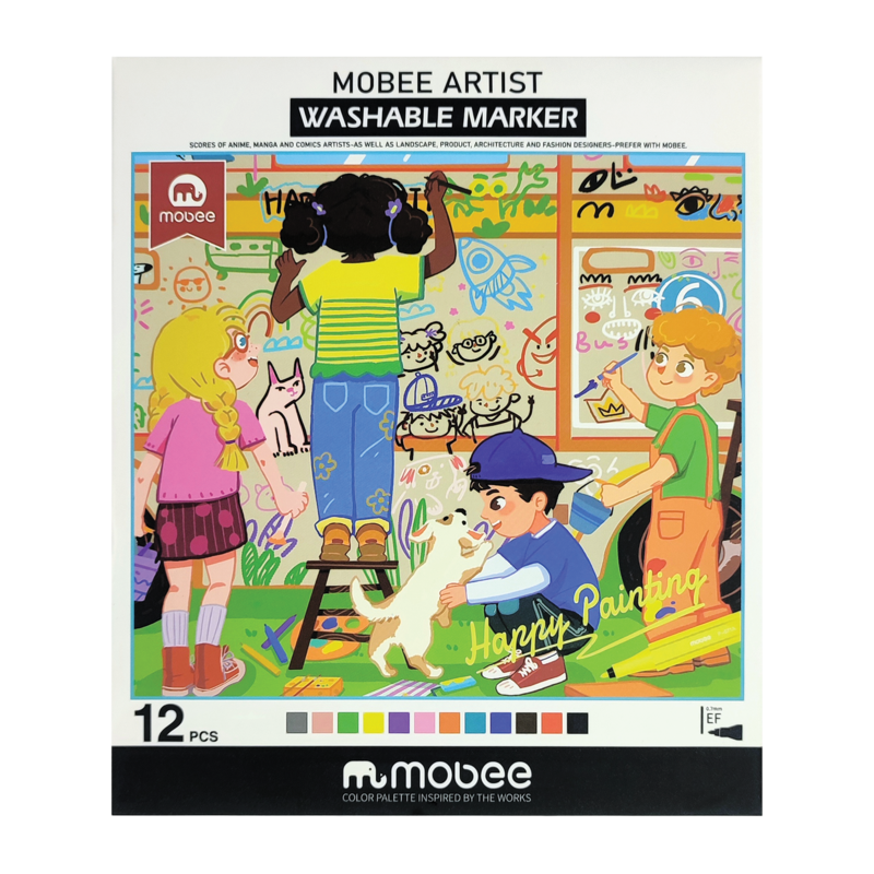 MARCADOR INFANTIL MB LAVABLE PTA.DE SEGURIDAD EX.FINA BASE AGUA ET.12pz.COL.SURT.