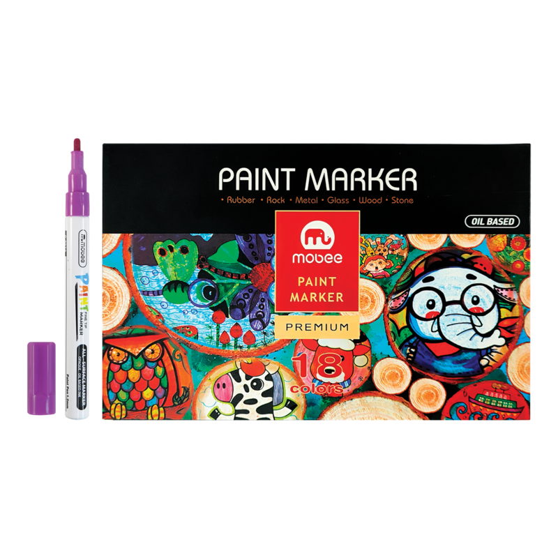 MARCADOR P/DISENO `MB` BASE OIL PUNTA-PRESION BALA 1,0MM.TODA SUPERFICIE ST.18PZ.SURT.