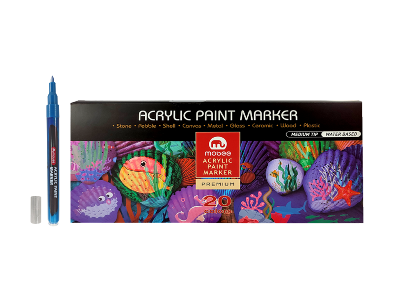 MARCADOR P/DISENO `MB` BASE AGUA PUNTA-PRESION MED. 5,00mm.ST.20pz.COL.SURT.