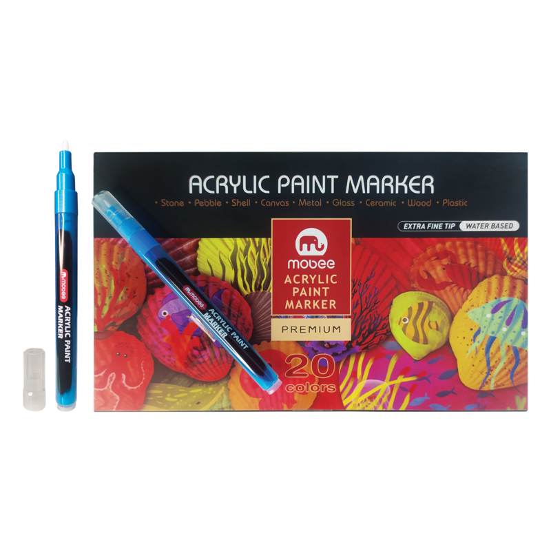 MARCADOR P/DISENO `MB` BASE AGUA PUNTA-PRESION FINA 2,00mm.ST.20pz.COL.SURT.