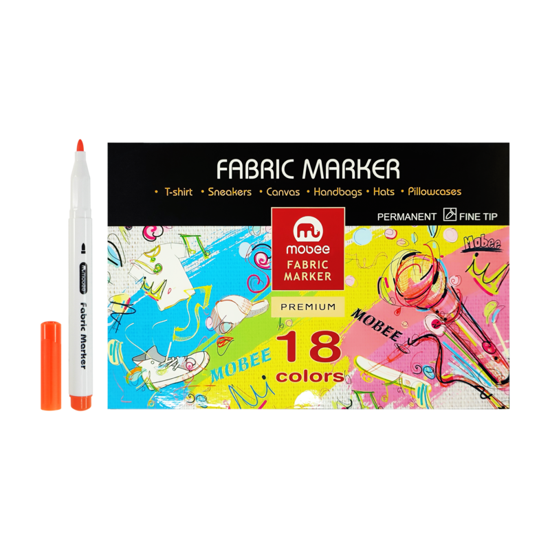 MARCADOR P/DISENO `MB` TELAS PERMANENTE PUNTA FINA 2mm.ST.18pz.COL.SURT.