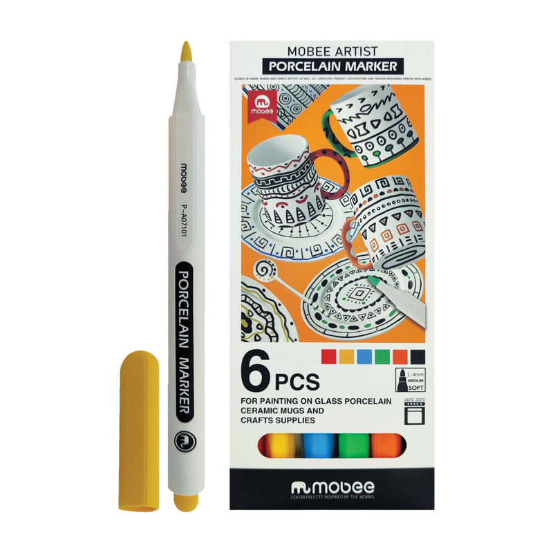 MARCADOR P/DISENO `MB` TINTA ACRILICA PUNTA SUAVE P/CERAMISTAS ST.6pz.COL.SURT