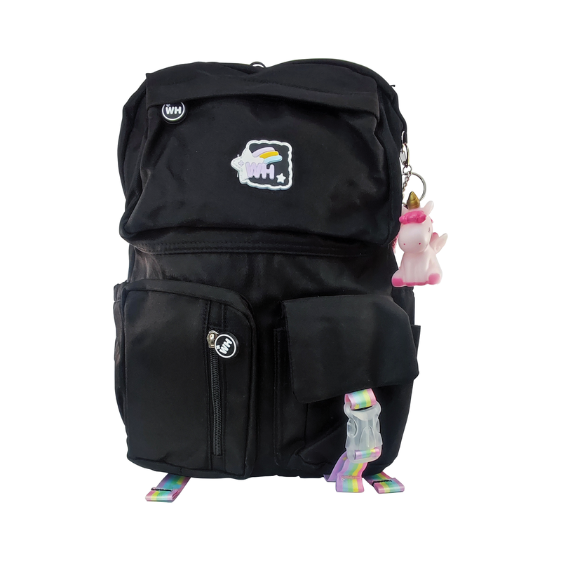 MORRAL ESCOLAR 'FK' ERGONOMICO/IMPERMEABLE/REFLECTIVO EP.1pz.44x31x13cm.PASTEL-NEGRO