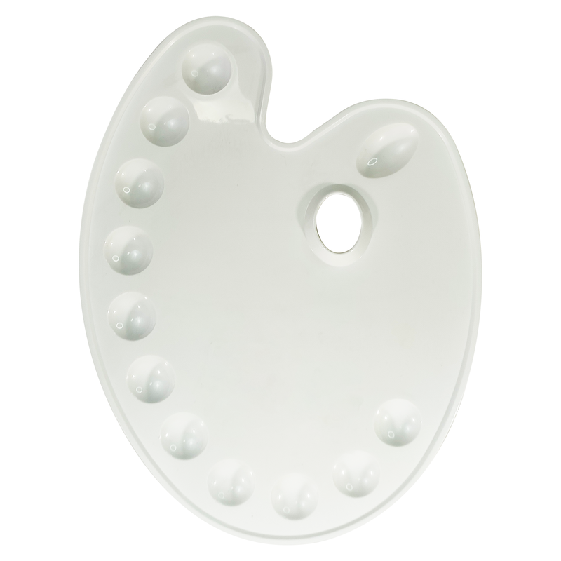 PALETA ARTISTICA CLASICA `SA` PLASTICO CJ.1pz.27x35cm.OVALADA 12 CAVIDADES