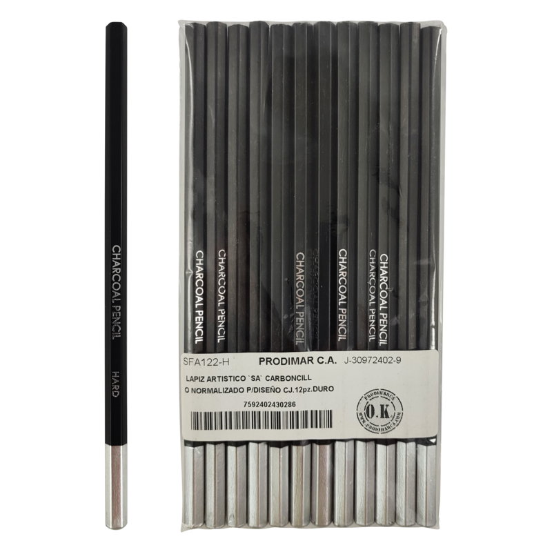 LAPIZ ARTISTICO `SA` CARBONCILLO NORMALIZADO P/DISEÑO CJ.12pz.DURO