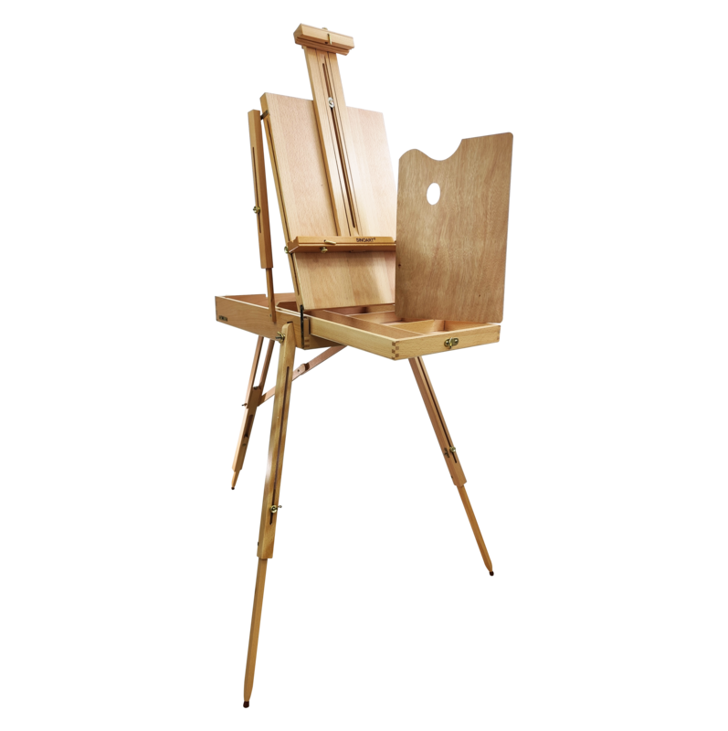 CABALLETE ARTISTICO MADERA T/CAMPO `SA` CJ.1PZ.PLEGABLE FRENCH STYLE 72X114X145(180)CM.C/PALETA/BARNIZ