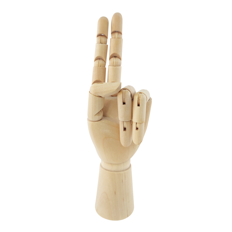MANIQUI ARTICULADO `SA` MANO IZQUIERDA MADERA CJ.1PZ.H:18CM.(7