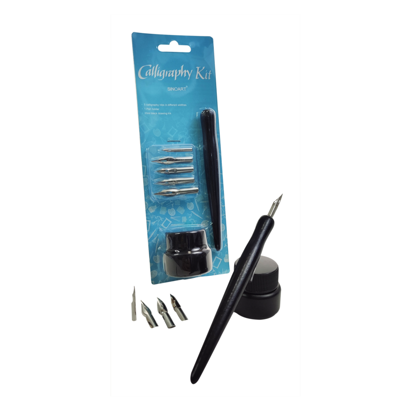 PLUMILLA P/ESCRITURA/DISEÑO/CALIGRAFIA SA ST.7pz.MANGO+5 DIFERENTES PLUMILLA+TINTA