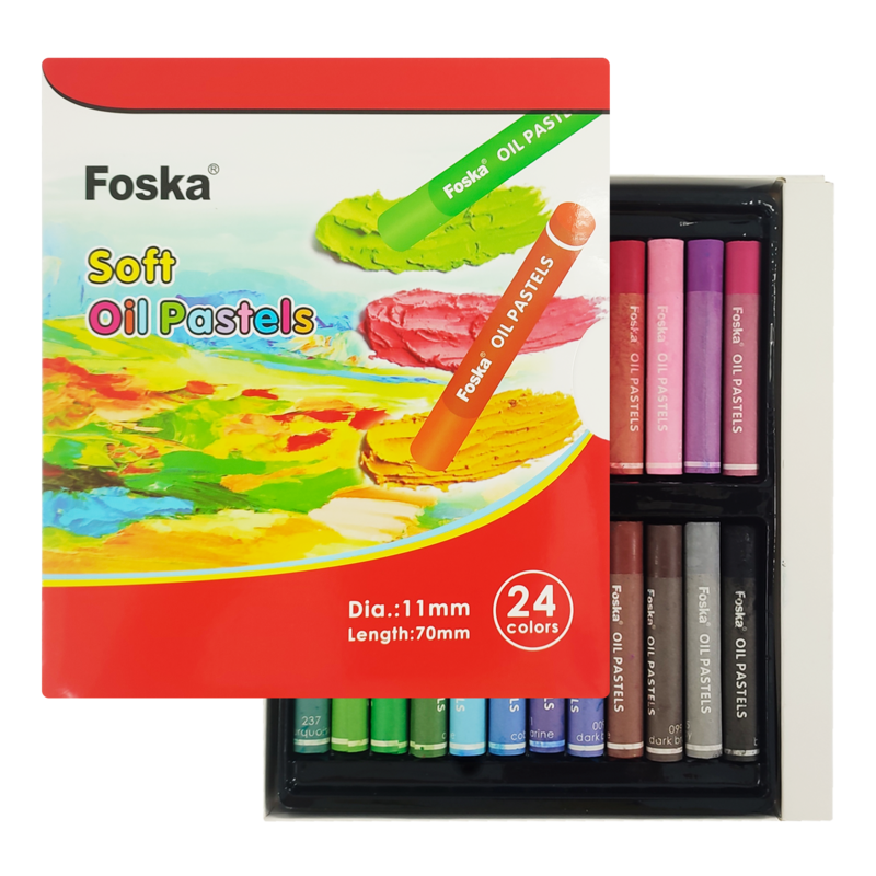 PASTELES AL OLEO `FK` CJ.24PZ.10X70MM.TONOS BRILLANTES COL.SURT.